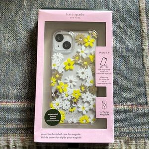 Kate spade hard shell case white yellow and gold flower patterns iPhone 13